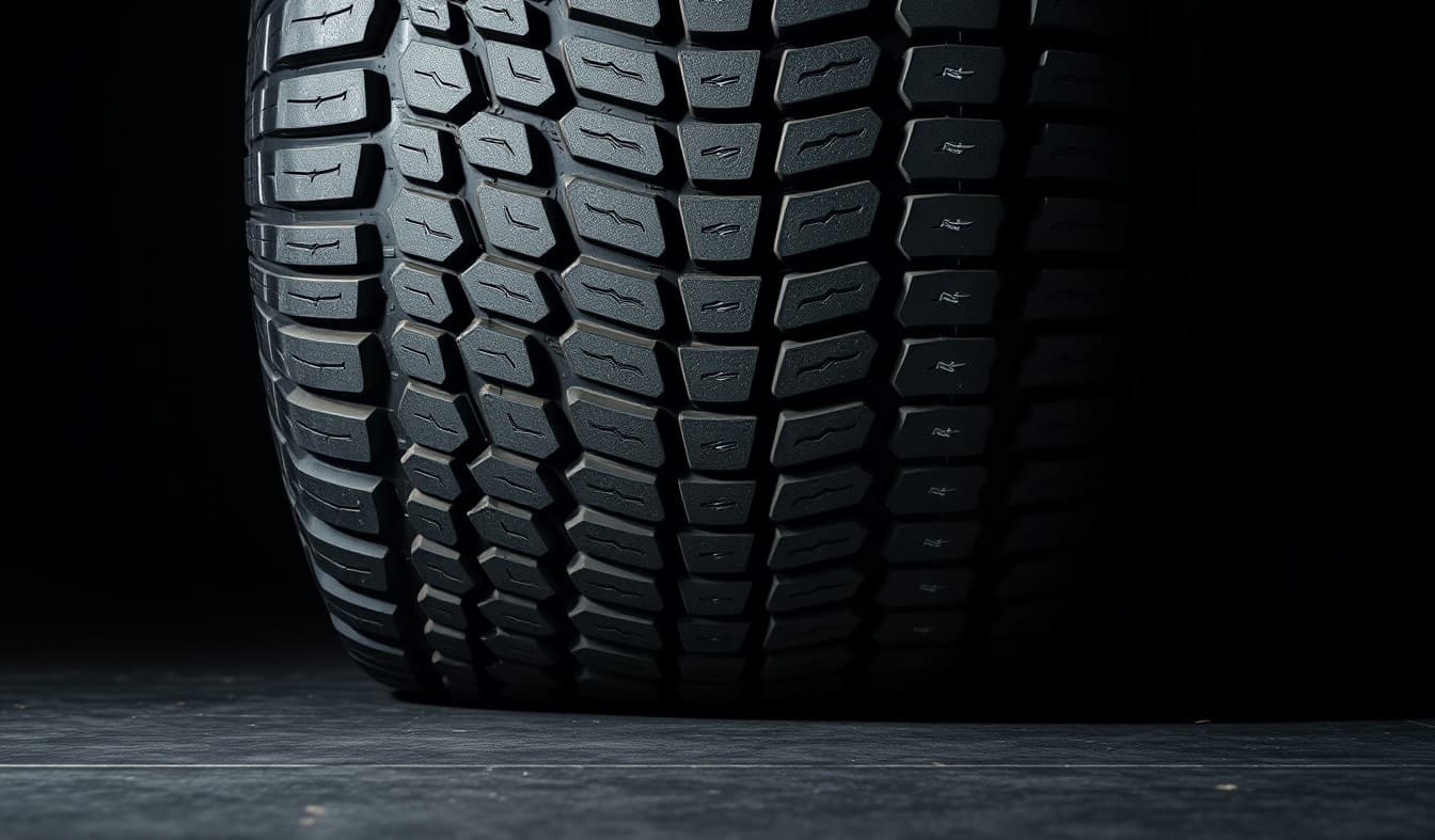 Close-up of deep, clean tyre tread